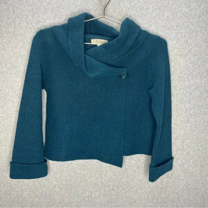 A.IDA Wool Blend Teal Wrap Style Cowl Neck Sweater